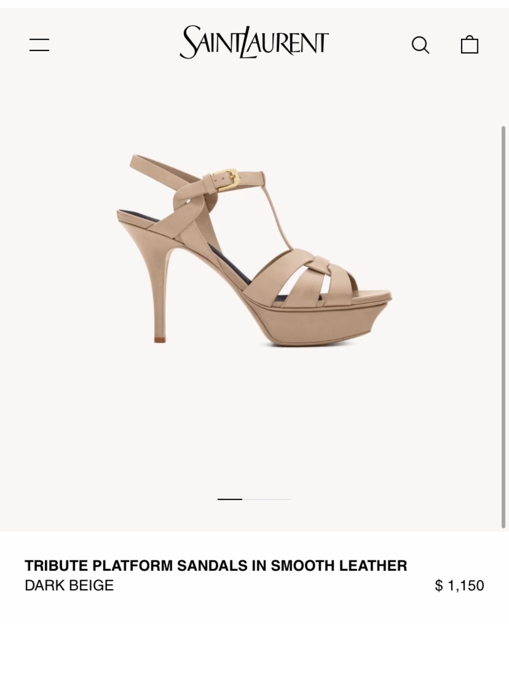 Saint Laurent Beige Leather Knotted T-Strap Heels - Picture 9 of 13